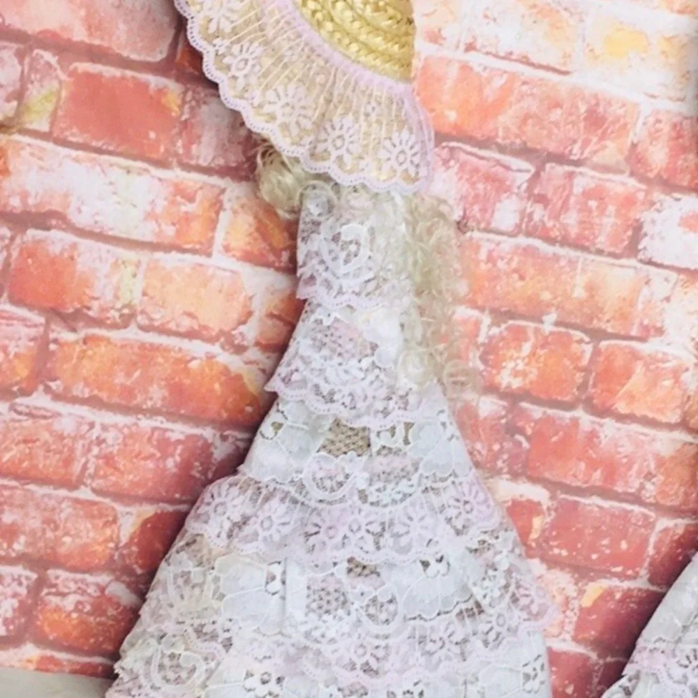 Vintage Handmade Lace Tiered Victorian Broomstick Doll Wall Hangings